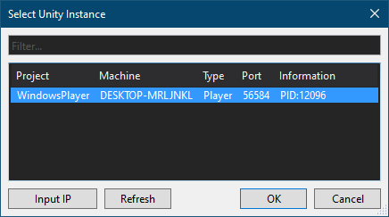 Select the game process from the opened dialog