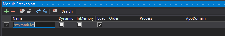 Module breakpoints window