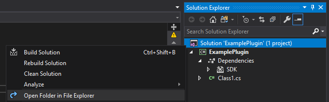 Open Folder in File Explorer in Visual Studio